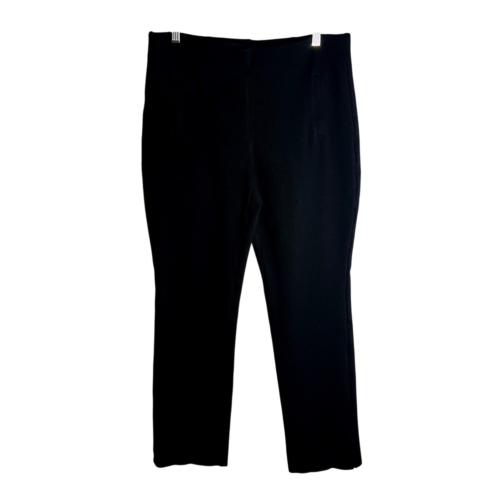 Chico's Ponte Knit Pants Sz 1 (US 8 Small) Black Pull On Straight Stretch Career
